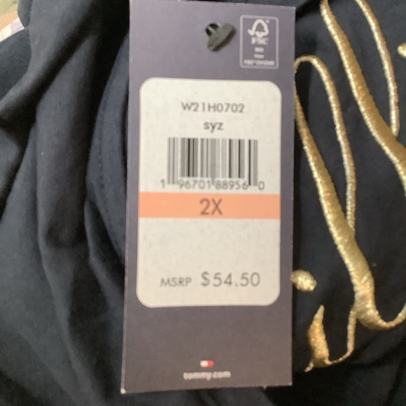 Tommy Hilfiger Size 2X Navy Blue Top with Gold Lettering. New With Tags - Picture 5 of 6